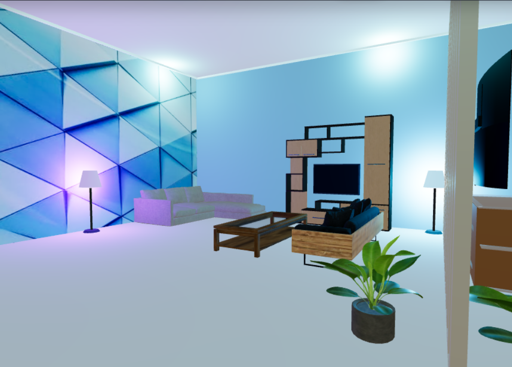 Realistic ceiling, cove and lamp lighting