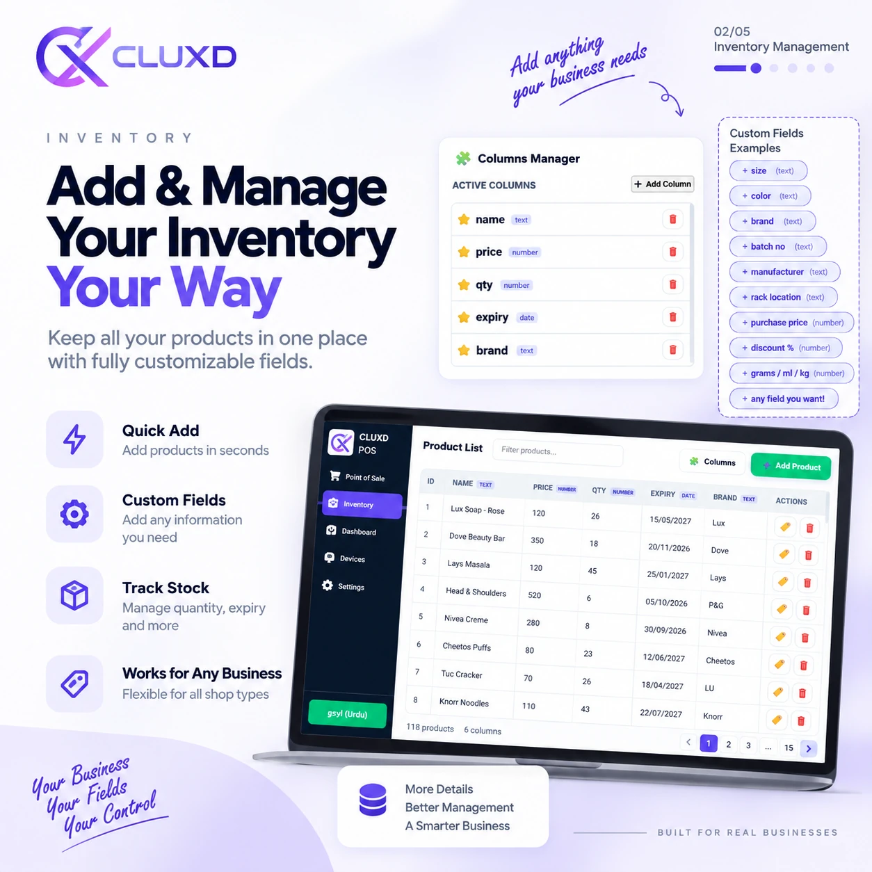 CLUXD POS customizable inventory