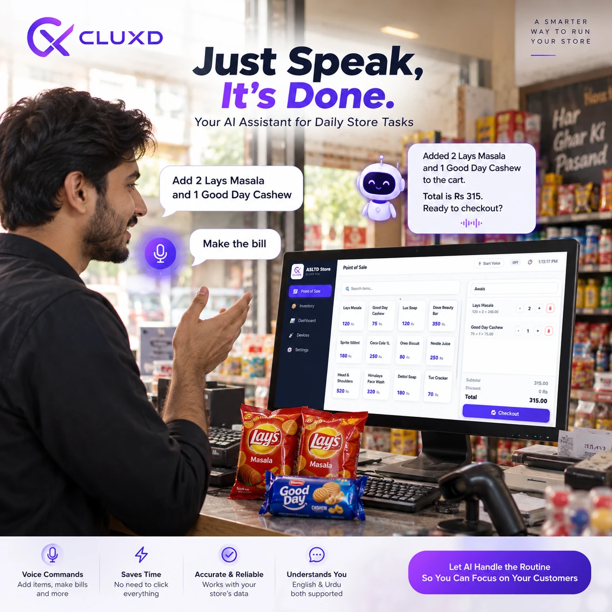 CLUXD POS AI voice assistant